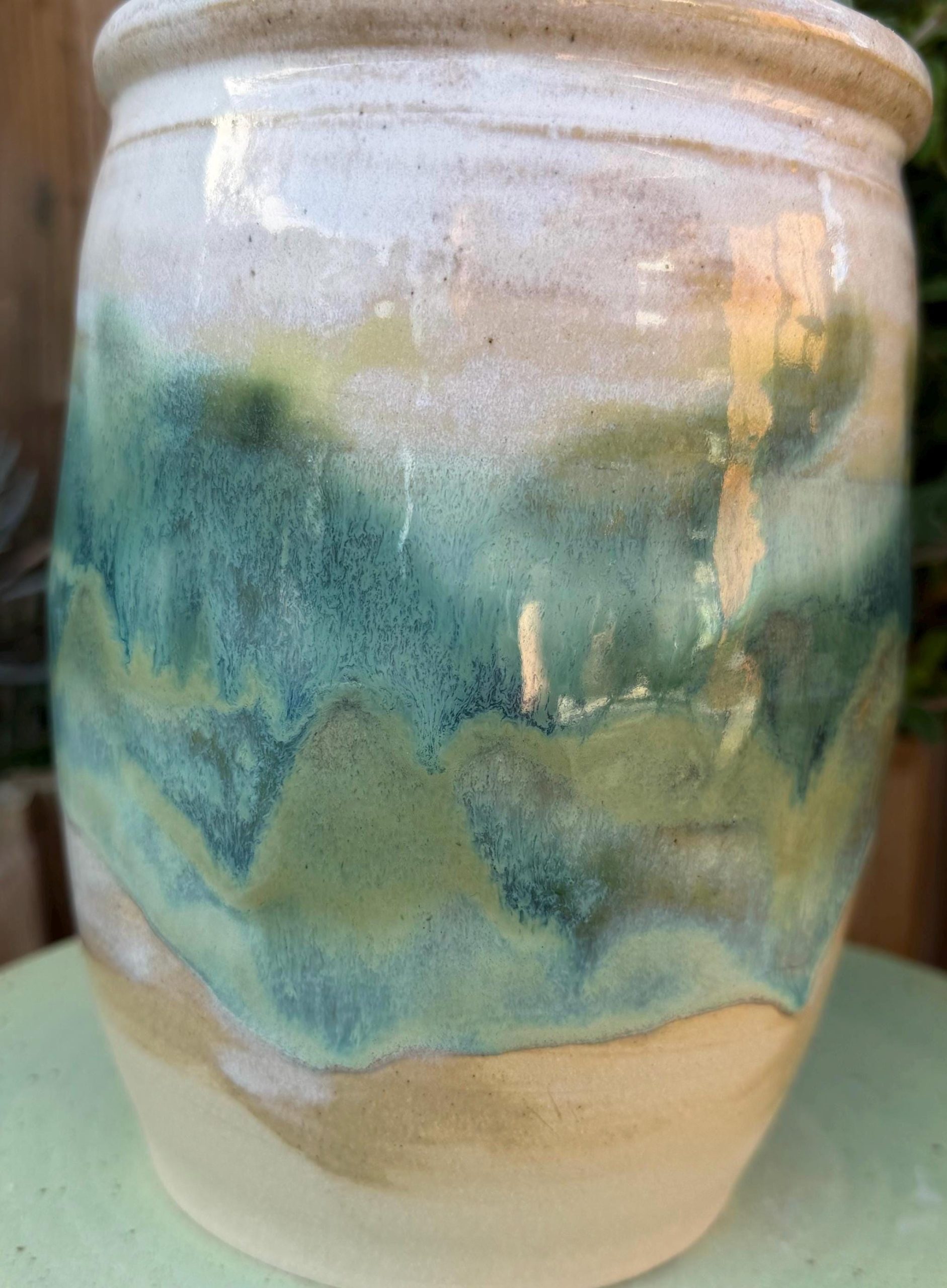 Handmade Ceramic Kimchi Fermentation Jar with Weights. Green Glazed Stoneware Crock with Matching Lid - Image 19