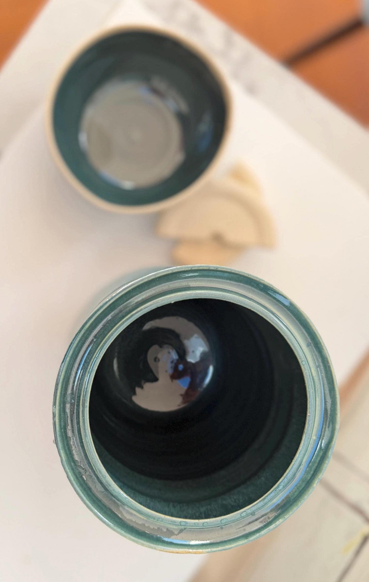 Handmade Ceramic Kimchi Fermentation Jar, Teal Green Stoneware Crock with Lid Bowl and Weights - Image 7
