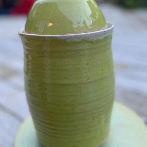 Handmade Teal Green Stoneware Fermentation Jar, Kimchi Pickling Crock with Lid and Weights
