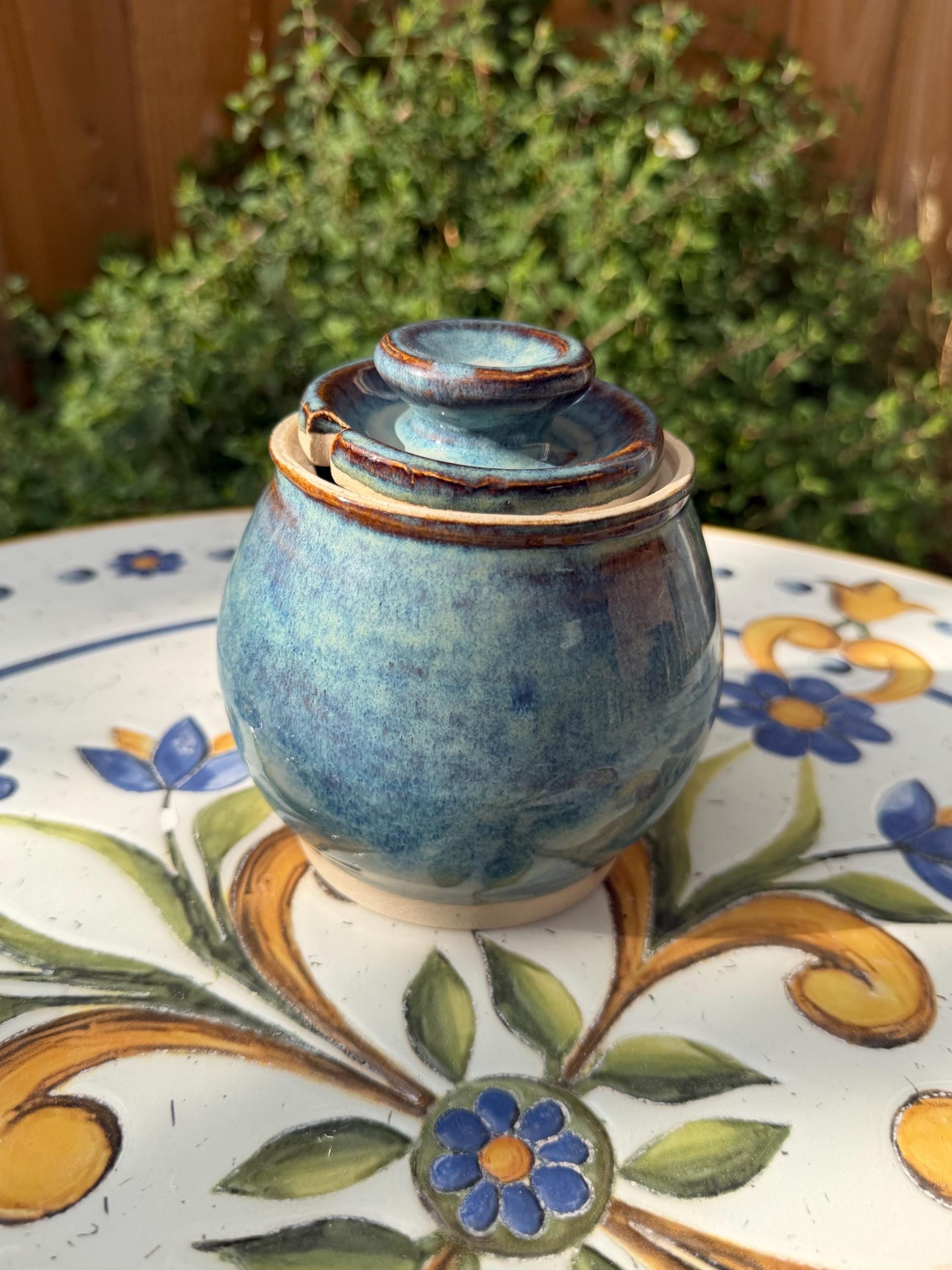 Handmade Blue Ceramic Storage Jar with Lid, 460ml Kitchen Canister - Image 16