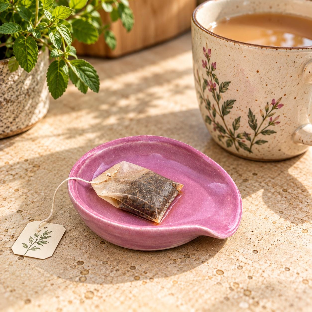 Handmade Pink Ceramic Spoon Rest – Glossy pink Glaze, Finish (10cm) - Image 3