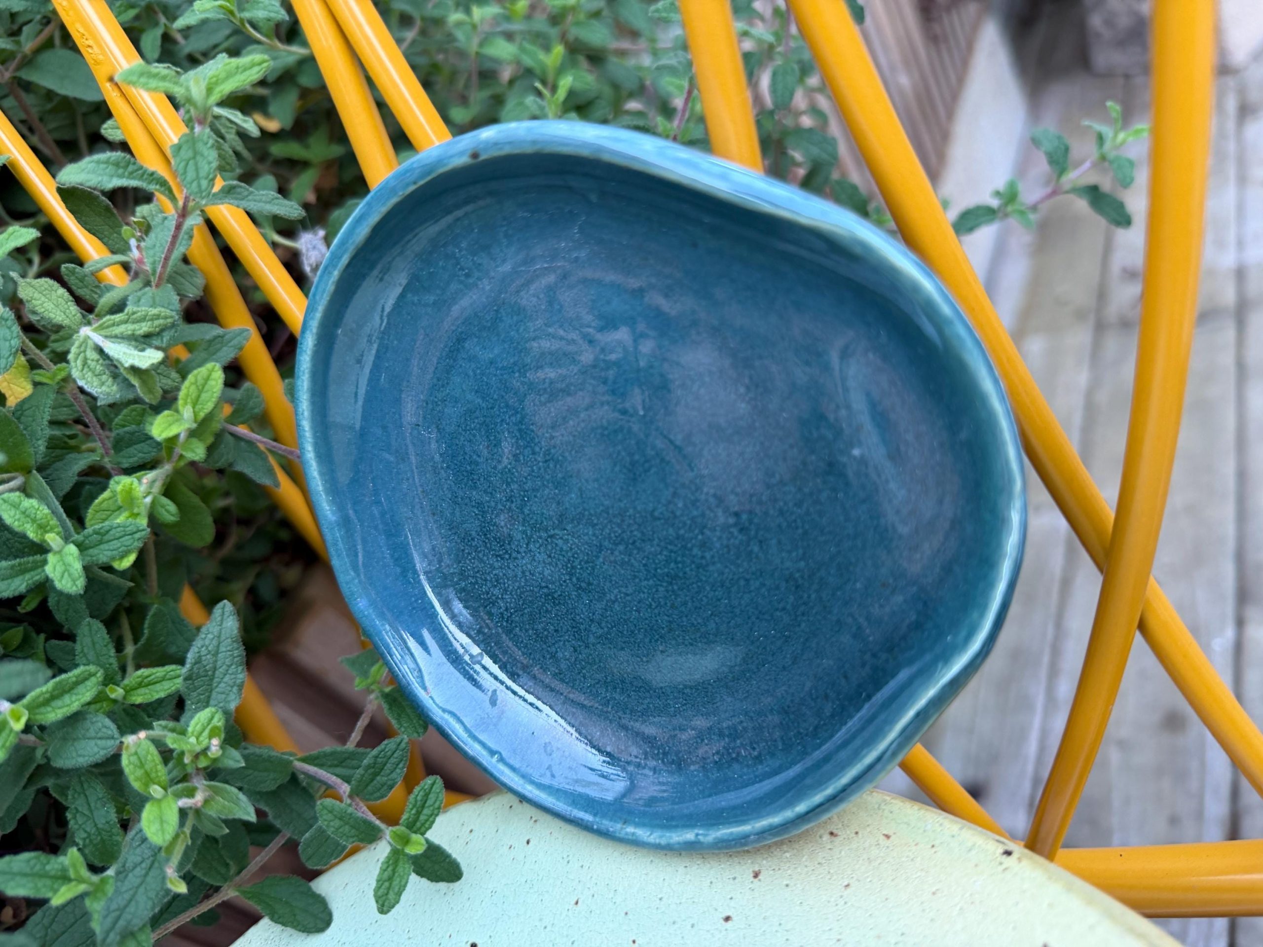 Handmade Aqua Ceramic Spoon Rest – Glossy Glaze, Finish (13cm) - Image 9
