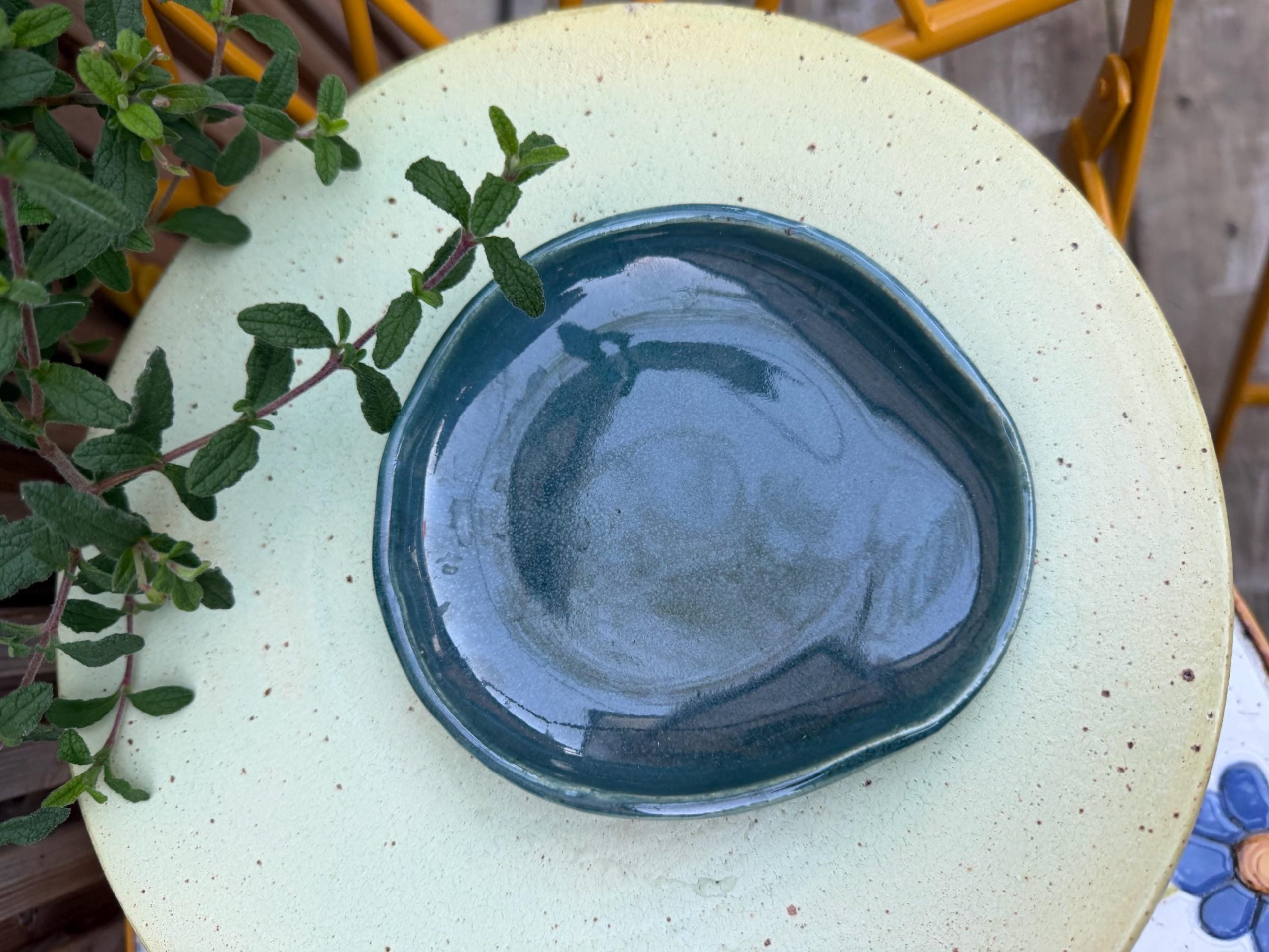 Handmade Aqua Ceramic Spoon Rest – Glossy Glaze, Finish (13cm) - Image 13