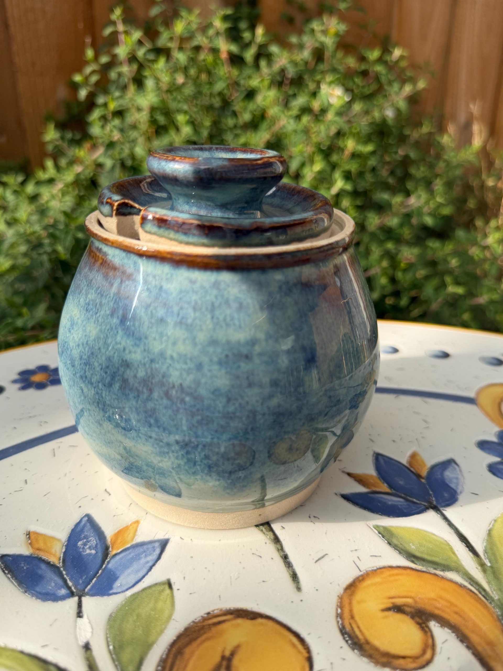 Handmade Blue Ceramic Storage Jar with Lid, 460ml Kitchen Canister - Image 10