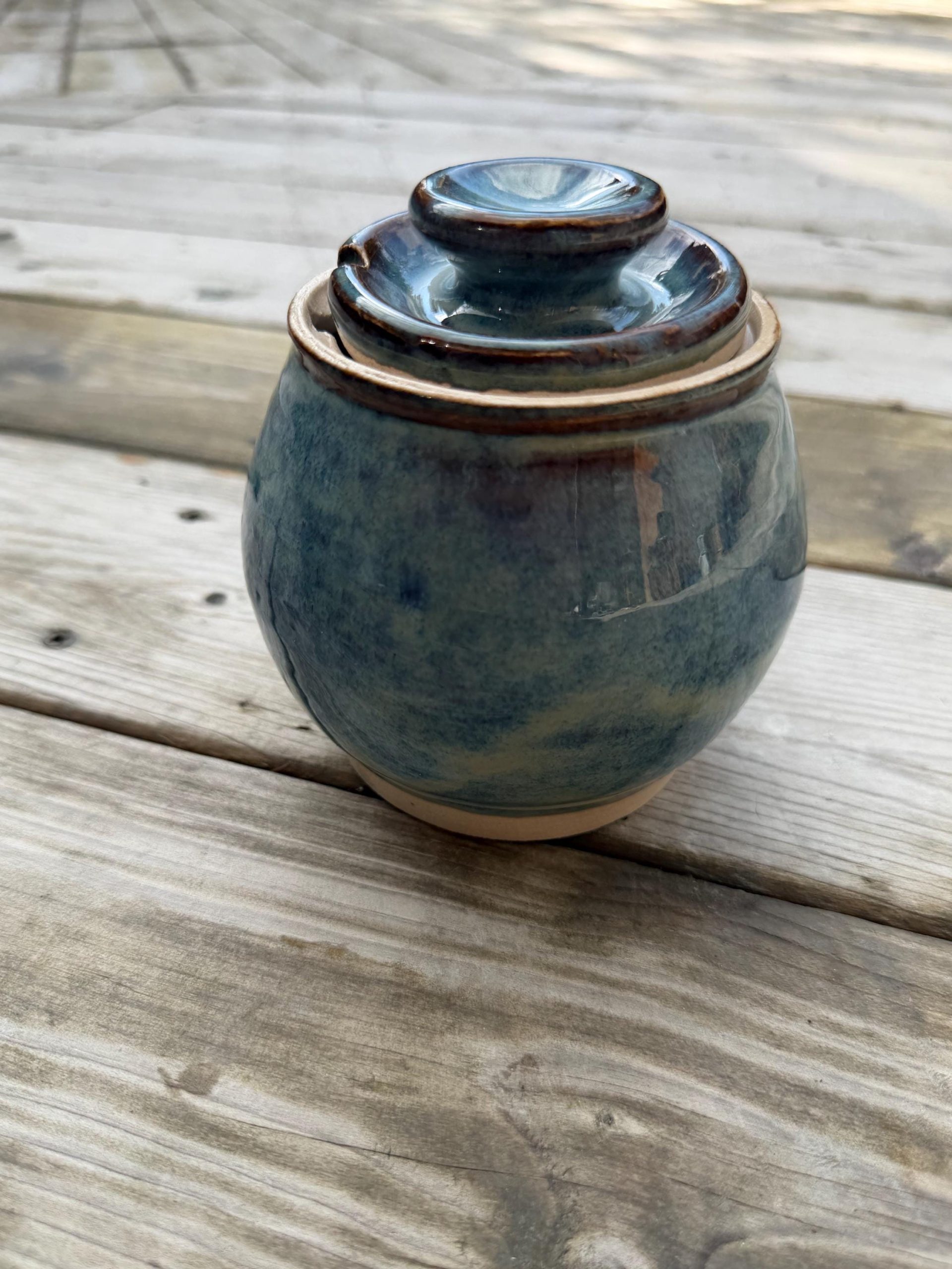 Handmade Blue Ceramic Storage Jar with Lid, 460ml Kitchen Canister - Image 8